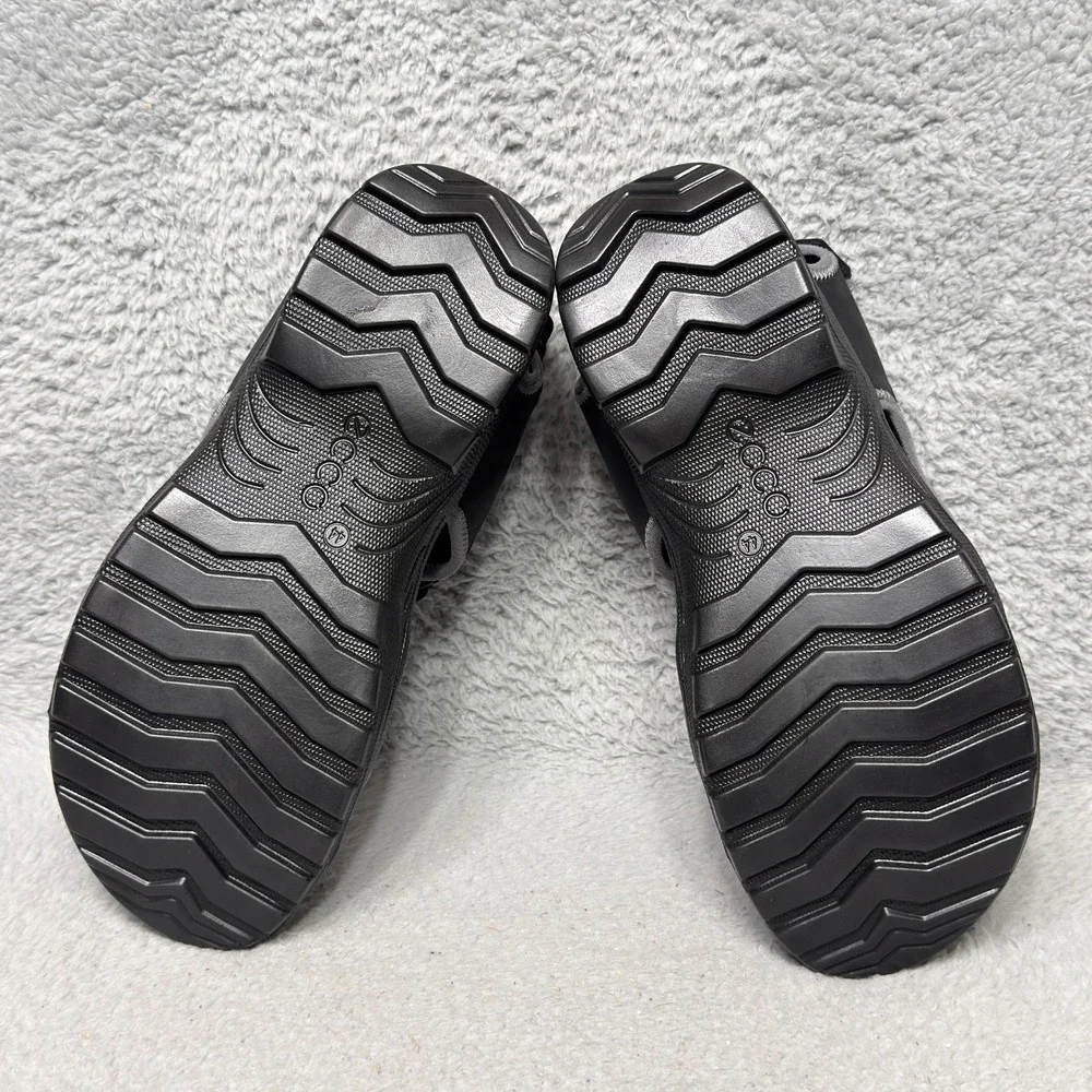 Ecco Onroads Mens Size 10 Sandals Shoes Black Leather Adjustable